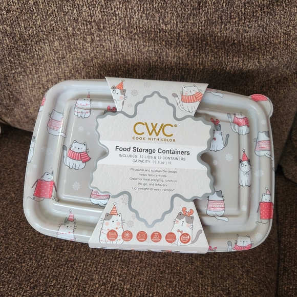 CWC Christmas Cat Food Storage Containers Rectangle NWT - Picture 1 of 5